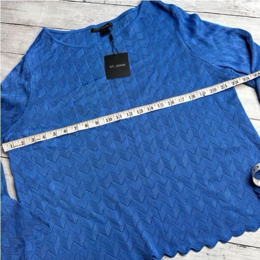 NWT St. John crew neck sweater top size XL in blue - Picture 2 of 6